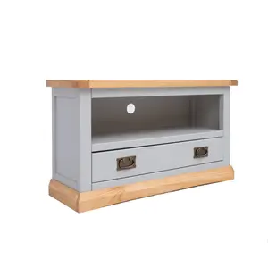 Bomporto Light Grey 1 Drawer TV Cabinet Brass Drop Handle