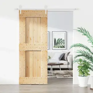 Berkfield Sliding Door with Hardware Set 80x210 cm Solid Wood Pine