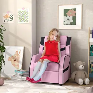 AIYAPLAY 2 in 1 Kids Armchair Recliner, PU Leather, for 3-9 Years Old, Pink