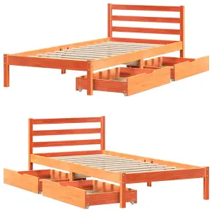 Berkfield Bed Frame without Mattress Wax Brown 100x200 cm Solid Wood Pine