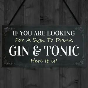 Red Ocean Funny Gin And Tonic Bar Sign Novelty Home Bar Decor Plaque Gin Gifts For Friend