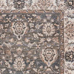 Green Traditional Bordered Floral 10mm Thick Stain-Resistant Rug For Bedroom, Living Room, & Dining Room-80cm X 300cm