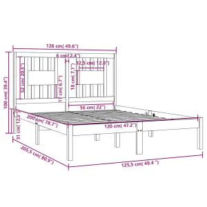 Berkfield Bed Frame Grey Solid Wood Pine 120x200 cm