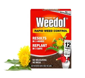 Weedol Rapid Weed Killer Liquid Concentrate 12 Tubes Treats 120m2 Weed Control