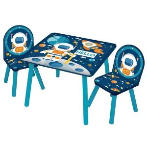 URBNLIVING 53cm Height Kids Wooden Table & 2 Chairs Space Themed Toddlers Junior Play Desk Set