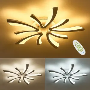 5 Lamp Unique V Shaped Acrylic LED Semi Flush Mount Ceiling Light Fixture Dimmable