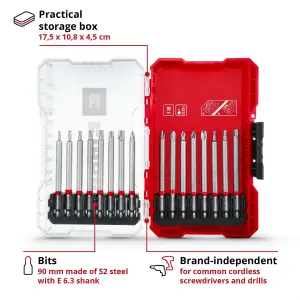 Einhell Universal Drill Driver Extra Long Bit Set 16 Pieces 90mm With M-CASE Box