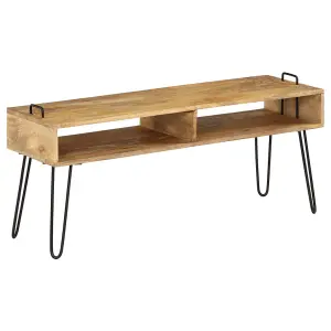 Berkfield TV Stand Solid Mango Wood 110x35x45 cm