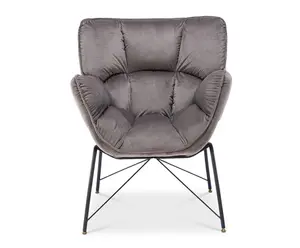 Velvet Light Grey Eliana Accent Chair