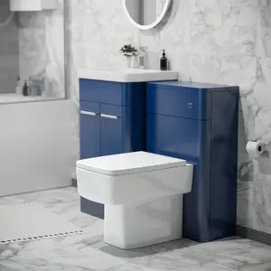 Nes Home Sudbury 500mm Freestanding Vanity Unit with Basin, Back to Wall toilet, WC unit Royal Blue