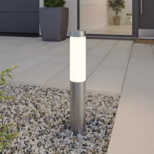 GoodHome callisto Contemporary Stainless steel Mains-powered 1 lamp Integrated LED Outdoor Post light (H)480mm