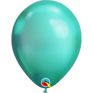 Qualatex 11 Inch Round Plain Latex Balloons (100 Pack) Chrome Green (One Size)