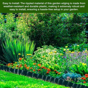 9 Metres Green Flexible Plastic Lawn Edging Durable, Weatherproof, and Frost-Resistant  15cm Height