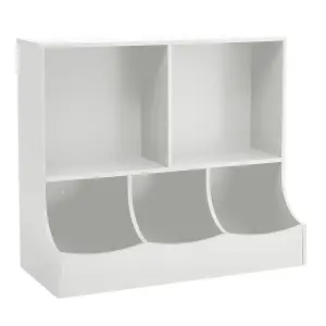 White 2 Tier Kids Toy Storage Boxes Open Style Child Toy Organizer Cabinet