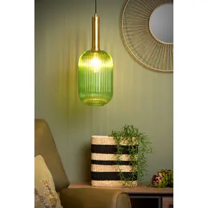 Lucide Maloto Retro Pendant Light 20cm - 1xE27 - Green