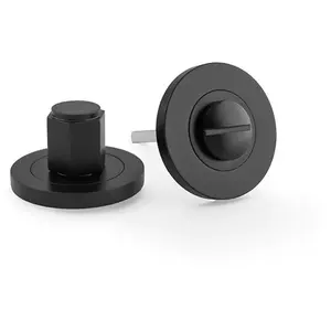 Industrial Hex Thumbturn & Release Lock - Matt Black - Bathroom Door WC