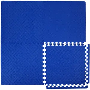 Interlocking EVA Gym Yoga Mats in Blue Anti-Fatigue Soft Foam Exercise Play Floor Tiles