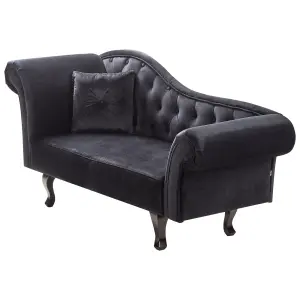 Left Hand Velvet Chaise Lounge Black LATTES II