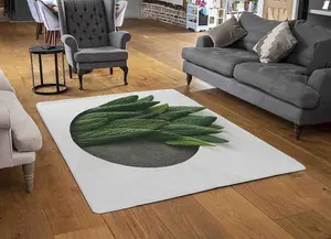 Minimal Green Leaves Rug / Medium: 80x150cm