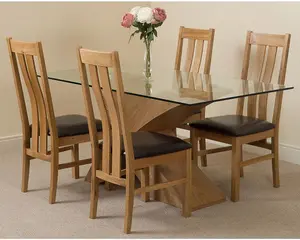 Valencia 160 cm x 90 cm Glass Dining Table and 4 Chairs Dining Set with Princeton Chairs