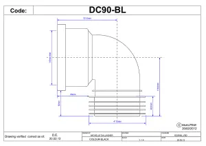 McAlpine DC90-BL Black 4"/110mm 90 degree Drain Connector with Boss