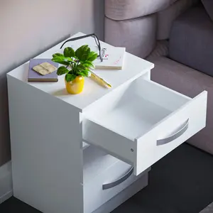 Arkadij 3 Drawer Fronts Bedside Table White