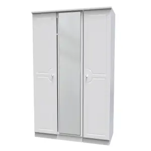 Stratford Triple Mirror Wardrobe in White Ash (Ready Assembled)