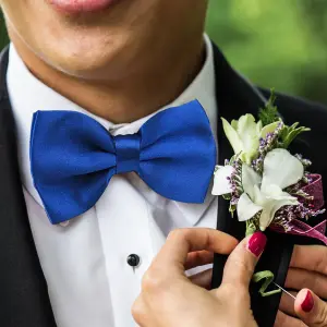 Royal Blue Satin Polyester Bow Tie for Casual & Formal Wear, Wedding Party Accessory