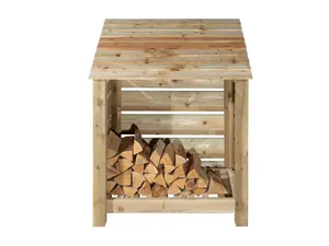 Slatted wooden log store W-99cm, H-126cm, D-88cm - natural (light green) finish