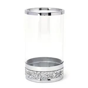 Hestia Candle Holder Glass with Diamante Base