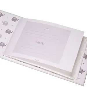 Cute Baby Elephant Grey Photo Album with Silver Stars and Palm Leaves