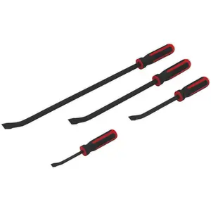 4 Piece Heavy Duty Pry Bar Set with Hammer Cap - Durable Chromoly Steel Construction