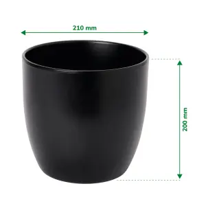 Verve Black Ceramic Plant pot (Dia) 21cm, (H)20cm, 5.3L