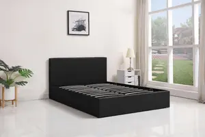 Ottoman bed gas lift Storage Leather Bed Side Lift Black 4ft6 Double Bed