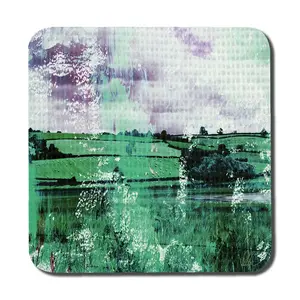 Square 6 Piece Coaster Set (Set of 6) Emerald/Purple