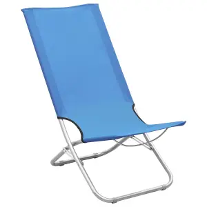 Berkfield Folding Beach Chairs 2 pcs Blue Fabric