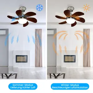 Alisha-Ann 75cm Ceiling Fan with Light Kit Chrome with Walnut Blades