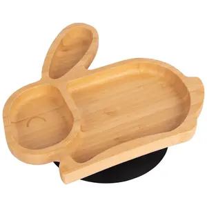 Tiny Dining - Children's Bamboo Suction Rabbit Plate - Black