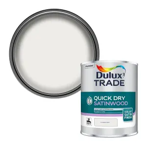 Dulux Trade Quickdry Pure brilliant white Satinwood Metal & wood paint, 1L