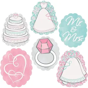 Unique Party orted Designs Wedding Stickers (Pack of 24) Multicoloured (One Size)