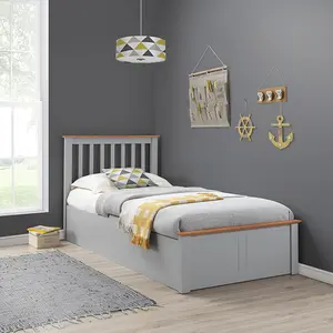 Rest Relax Francesca Grey Shaker Style Wooden Ottoman Bed - Single (3ft)