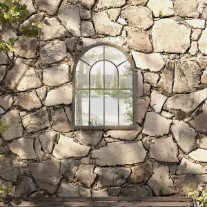 Berkfield Garden Mirror Sand 60x45 cm Iron for Outdoor Use