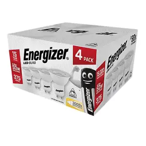 Energizer LED GU10 Spotlight Bulb 4.2W (50W Replacement) - Pack of 4 LED Bulbs (Warm White, 50W Equivalent Dimmable)