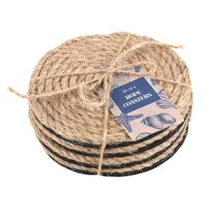 Something Different Rope Coaster Set (Pack of 4) Brown (One Size)