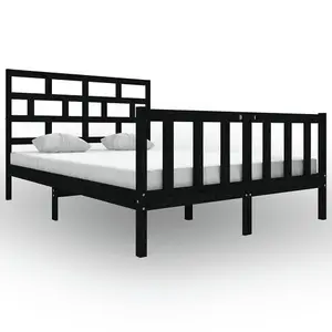 Berkfield Bed Frame Black Solid Wood Pine 120x200 cm