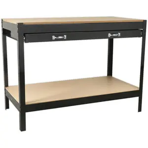 Heavy Duty 1.2m x 0.6m Workbench with Steel Frame and Storage Solutions