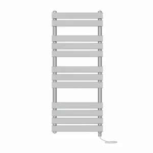 Rinse Bathrooms Electric Flat Panel Heated Towel Rail Chrome Bathroom Ladder Radiator Warmer 1200x600mm 600W