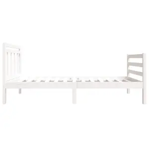 Berkfield Bed Frame White Solid Wood 90x200 cm 3FT Single