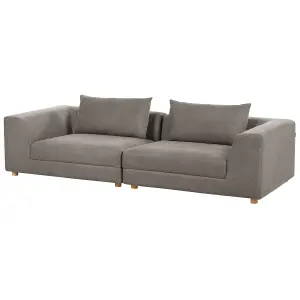 Beliani Modern 3 Seater Sofa Brown LERMON