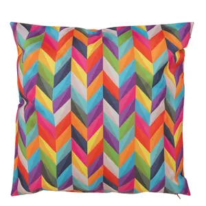 Veeva Indoor Outdoor Cushion Set of 4 Rainbow Chevron Water Resistant Cushions